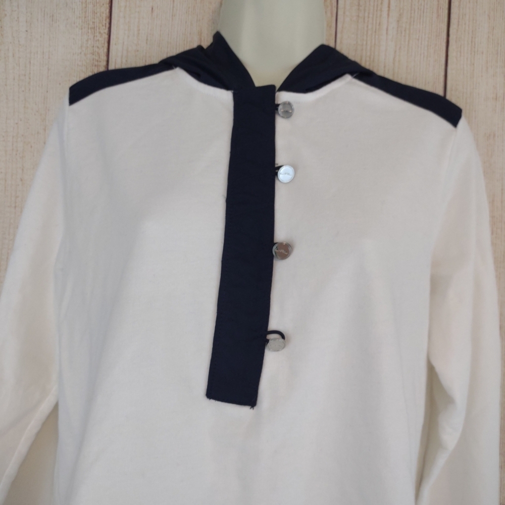 LRL Ralph Lauren white & navy blue pullover sweatshirt hoodie large - Picture 2 of 12
